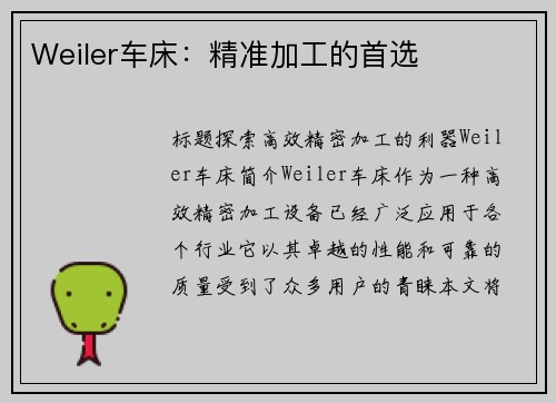 Weiler车床：精准加工的首选